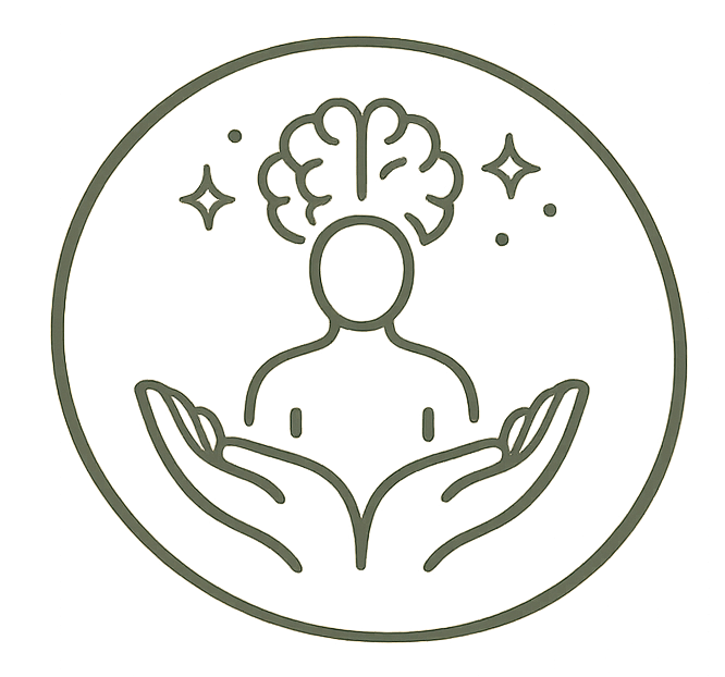 Icon für psychologische Beratung mit Mensch, Gehirn und ganzheitlicher Begleitung